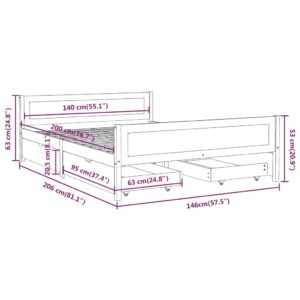 Πλαίσιο Κρεβατιού με 4 Συρτάρια Λευκό 140x200 εκ. Ξύλο Πεύκου