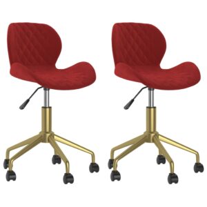 335035  Swivel Dining Chairs 2 pcs Wine Red Velvet