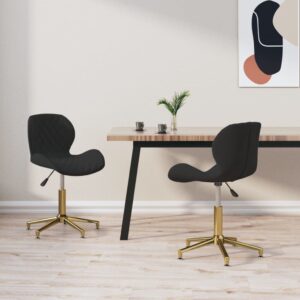 335048  Swivel Dining Chairs 2 pcs Black Velvet