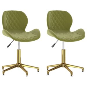 335053  Swivel Dining Chairs 2 pcs Light Green Velvet