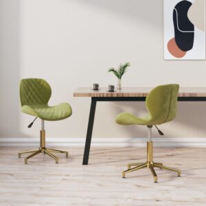 335053  Swivel Dining Chairs 2 pcs Light Green Velvet