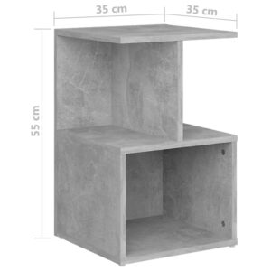 Κομοδίνα 2 τεμ. Γκρι Σκυροδέματος 35x35x55 εκ. από Μοριοσανίδα