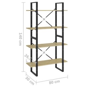 Βιβλιοθήκη με 4 Ράφια Sonoma Δρυς 80x30x140 εκ. από Μοριοσανίδα