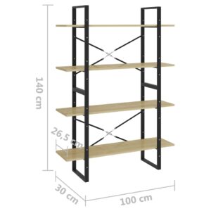 Βιβλιοθήκη με 4 Ράφια Sonoma Δρυς 100x30x140 εκ από Μοριοσανίδα