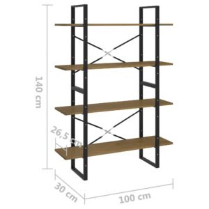 Βιβλιοθήκη με 4 Ράφια Καφέ 100x30x140 εκ. από Μασίφ Ξύλο Πεύκου