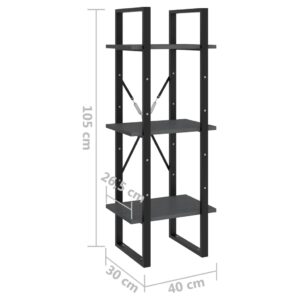 Βιβλιοθήκη με 3 Ράφια Γκρι 40x30x105 εκ. από Μασίφ Ξύλο Πεύκου