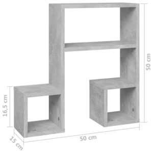 Ραφιέρες Τοίχου 2 τεμ. Γκρι Σκυροδ. 50x15x50εκ. από Μοριοσανίδα