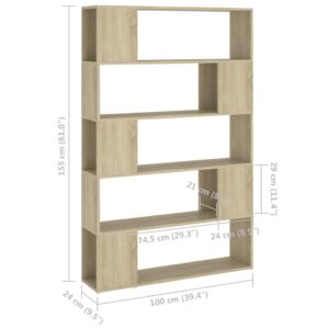 Βιβλιοθήκη/Διαχωρ. Χώρου Sonoma Δρυς 100x24x155 εκ. Μοριοσανίδα