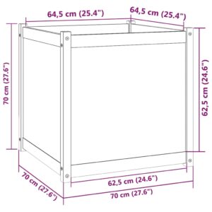 Ζαρντινιέρα Λευκή 70 x 70 x 70 εκ. από Μασίφ Ξύλο Πεύκου