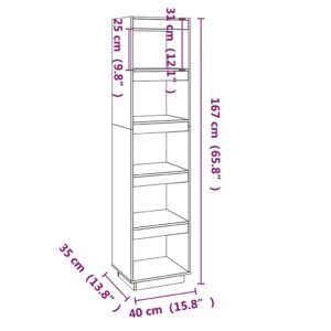 Βιβλιοθήκη/Διαχωριστικό Χώρου Μαύρο 40x35x167 εκ. Μασίφ Πεύκο