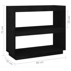 Βιβλιοθήκη Μαύρη 80 x 35 x 71 εκ. από Μασίφ Ξύλο Πεύκου