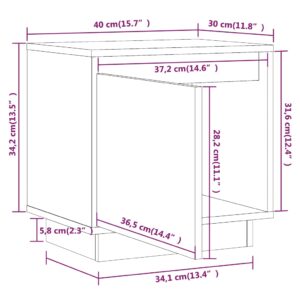 Κομοδίνα 2 τεμ. Γκρι 40 x 30 x 40 εκ. από Μασίφ Ξύλο Πεύκου