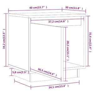 Κομοδίνα 2 τεμ. Μαύρα 40 x 30 x 40 εκ. από Μασίφ Ξύλο Πεύκου