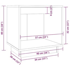 Κομοδίνα 2 τεμ. Γκρι 40 x 30 x 40 εκ. από Μασίφ Ξύλο Πεύκου