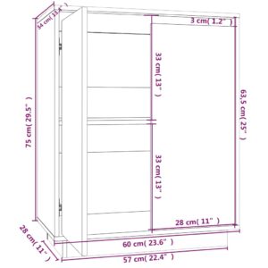 Ντουλάπι Γκρι 60 x 34 x 75 εκ. από Μασίφ Ξύλο Πεύκου