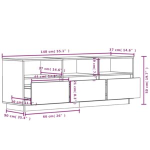 Έπιπλο Τηλεόρασης Καφέ Μελί 140x37x50 εκ. από Μασίφ Ξύλο Πεύκου