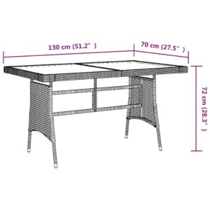 Τραπέζι Κήπου Γκρι 130x70x72 εκ. Συνθετικό Ρατάν/Ξύλο Ακακίας