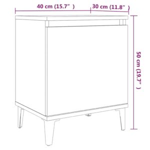 Κομοδίνο Καφέ Δρυς 40 x 30 x 50 εκ. με Μεταλλικά Πόδια