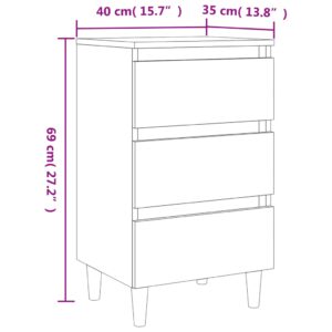 Κομοδίνο Καπνιστή Δρυς 40 x 35 x 69 εκ. με Μασίφ Ξύλινα Πόδια