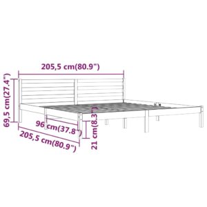 Πλαίσιο Κρεβατιού Καφέ Μελί 200 x 200 εκ. από Μασίφ Ξύλο Πεύκου