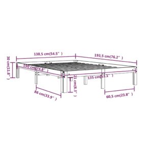 Πλαίσιο Κρεβατιού Μελί 135 x 190 εκ. Μασίφ Ξύλο 4FT6 Double