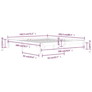 Πλαίσιο Κρεβατιού Μαύρο 180 x 200 εκ. Μασίφ Ξύλο 6FT Super King