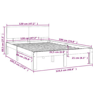 Πλαίσιο Κρεβατιού 120 x 190 εκ. από Μασίφ Ξύλο 4FT Small Double