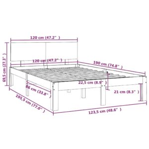 Πλαίσιο Κρεβατιού Γκρι 120x190 εκ. Μασίφ Ξύλο 4FT Small Double