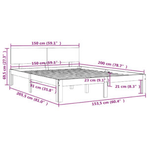 Πλαίσιο Κρεβατιού 150 x 200 εκ. από Μασίφ Ξύλο 5FT King Size