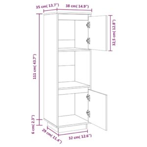 Ντουλάπι Ψηλό Μαύρο 38 x 35 x 117 εκ. από Μασίφ Ξύλο Πεύκου