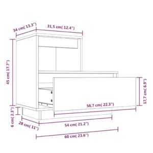 Κομοδίνο Καφέ Μελί 60 x 34 x 51 εκ. από Μασίφ Ξύλο Πεύκου