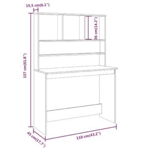 Γραφείο με Ράφια Καφέ Δρυς 110x45x157 εκ. Επεξεργασμένο Ξύλο