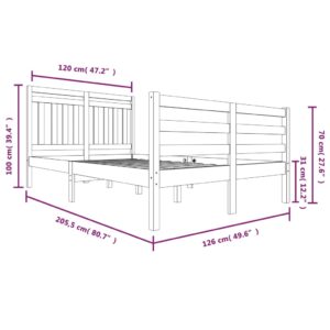 Πλαίσιο Κρεβατιού Μαύρο 120 x 200 εκ. από Μασίφ Ξύλο