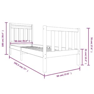 Πλαίσιο Κρεβατιού 90 x 190 εκ. από Ξύλο Πεύκου 3FT6 Single