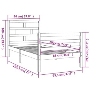 Πλαίσιο Κρεβατιού 90 x 190 εκ. από Ξύλο Πεύκου 3FT Single