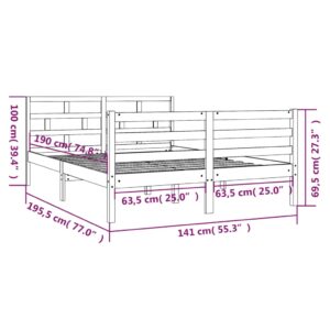 Πλαίσιο Κρεβατιού Μελί 135 x 190 εκ Ξύλο Πεύκου 4FT6 Double