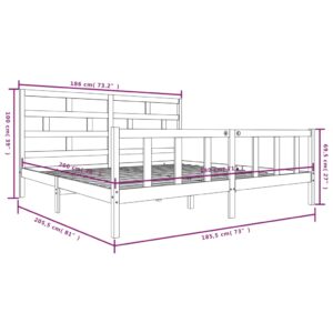 Πλαίσιο Κρεβατιού Γκρι 180x200 εκ. Μασίφ Πεύκο 6FT Super King