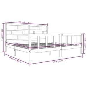 Πλαίσιο Κρεβατιού Μαύρο 180x200 εκ. Μασίφ Πεύκο 6FT Super King