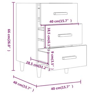 Κομοδίνο Γκρι Sonoma 40 x 40 x 66 εκ. από Επεξεργασμένο Ξύλο