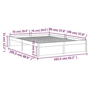 Πλαίσιο Κρεβατιού Μαύρο 160 x 200 εκ. από Μασίφ Ξύλο