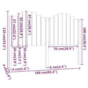 Κεφαλάρι Κρεβατιού Μελί 166 x 4 x 110 εκ. από Μασίφ Ξύλο Πεύκου