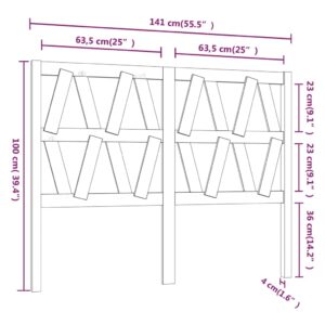 Κεφαλάρι Kρεβατιού Μαύρο 141x4x100 εκ. από Μασίφ Ξύλο Πεύκου