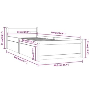 Πλαίσιο Κρεβατιού με Συρτάρια Γκρι 75x190 εκ. 2FT6 Small Single