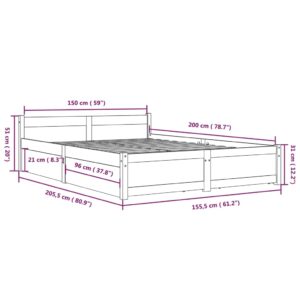 Πλαίσιο Κρεβατιού με Συρτάρια Λευκό 150 x 200 εκ. 5FT King Size