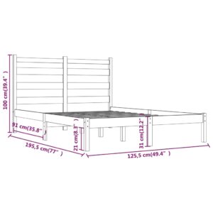 Πλαίσιο Κρεβατιού 120x190 εκ Μασίφ Ξύλο Πεύκου 4FT Small Double