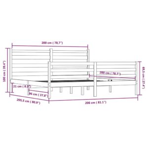 Πλαίσιο Κρεβατιού Καφέ Μελί 200 x 200 εκ. από Μασίφ Ξύλο Πεύκου