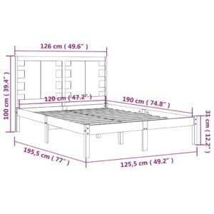 Πλαίσιο Κρεβατιού Γκρι 120x190 εκ. Μασίφ Ξύλο 4FT Small Double