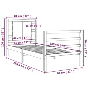 Πλαίσιο Κρεβατιού Μελί 75x190 εκ. Μασίφ Ξύλο 2FT6 Small Single