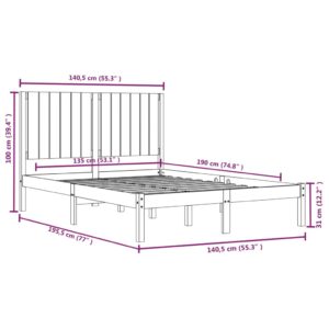 Πλαίσιο Κρεβατιού Μελί 135 x 190 εκ. Μασίφ Πεύκο 4FT6 Double