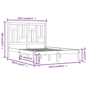 Πλαίσιο Κρεβατιού Μαύρο 120x190 εκ. Μασίφ Ξύλο 4FT Small Double